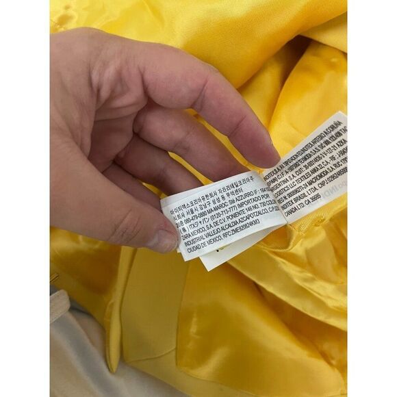 Zara Womens Blazer M Yellow Double Breasted Tuxedo Polyester Jacket 2665/797 NWT - Picture 9 of 16